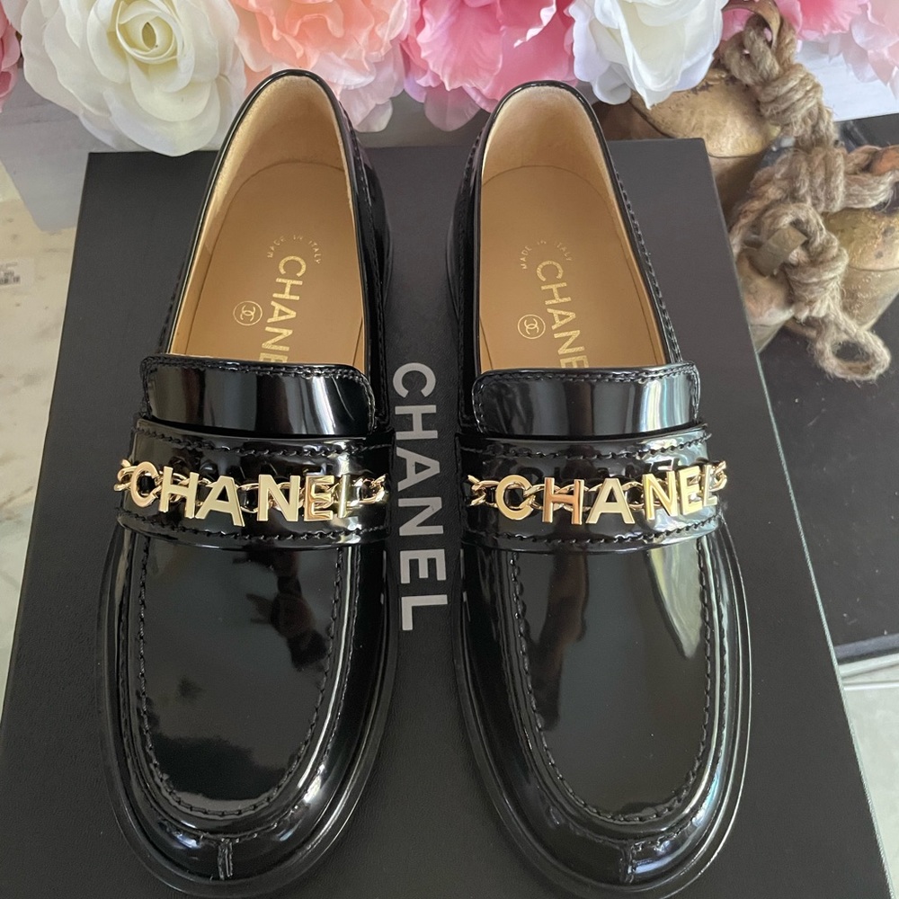 Chanel patent loafers